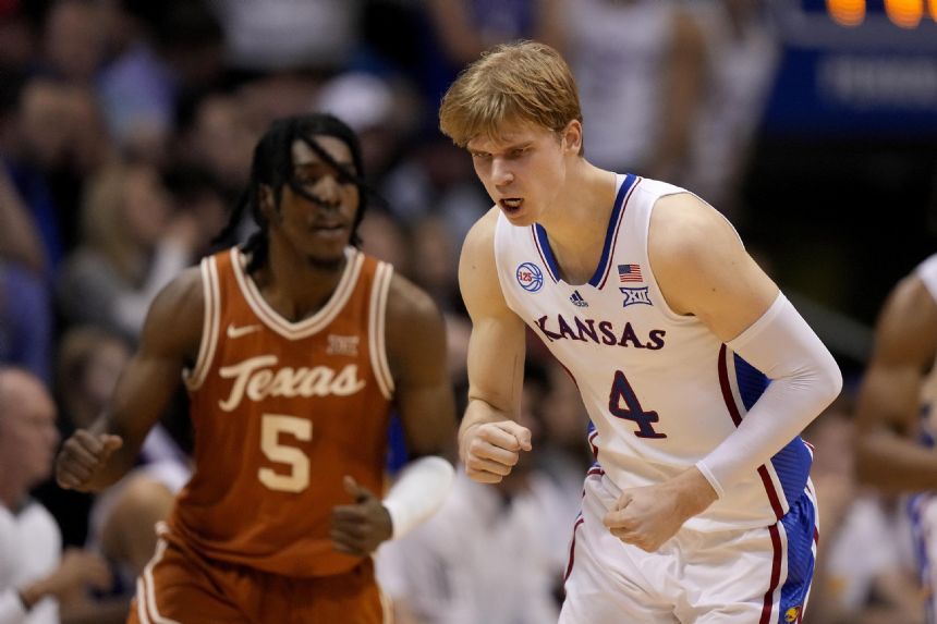 No. 9 Kansas blows lead but hangs on to beat No. 5 Texas