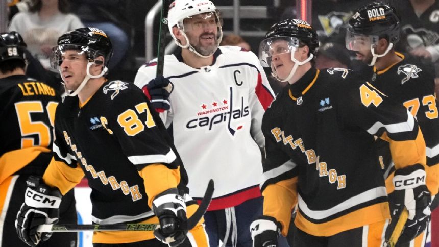 Ovechkin moves into 15th on NHL's career scoring list as Capitals drill reeling Penguins 6-0