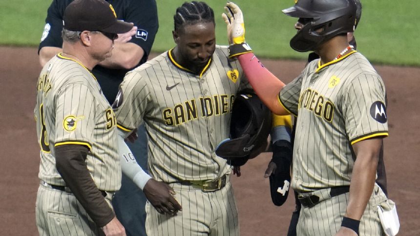 Padres All-Star Jurickson Profar leaves game vs. Pirates after being hit in right leg by pitch