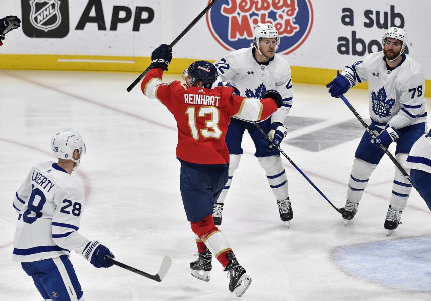 Panthers beat Maple Leafs in OT, take 3-0 series lead