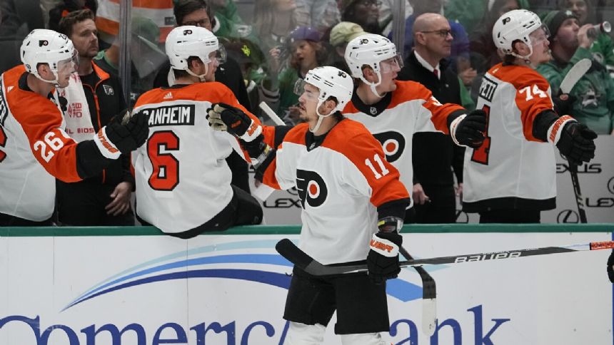 Pavelski's OT goal gives Stars 5-4 win after allowing 3 short-handed tallies to Flyers