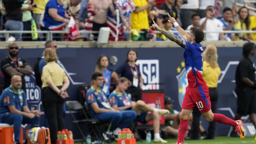 Pulisic offsets Rodrygo goal as US gains 1-1 tie against Brazil in last Copa America warmup