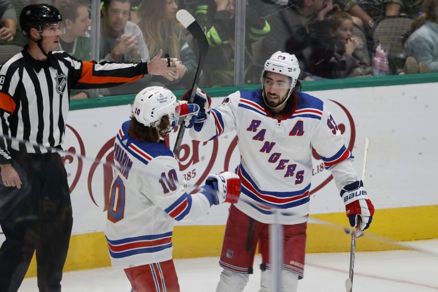 Rangers score 3 in 3rd as Stars lose Oettinger in 6-3 defeat