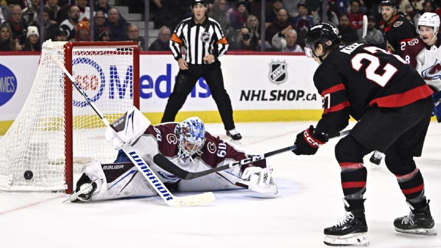 Rantanen gets 2 as Avalanche pull away in 3rd period for 7-4 win over Senators