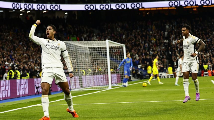 Real Madrid beats Villarreal 4-1 to take Spanish league lead. Alaba injured before halftime