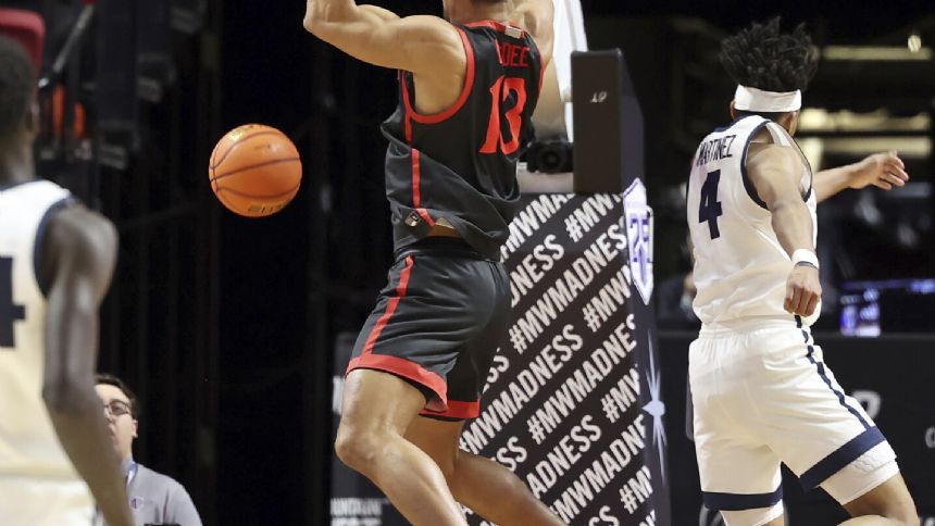 San Diego State knocks off No. 18 Utah State 86-70 in MWC semifinals
