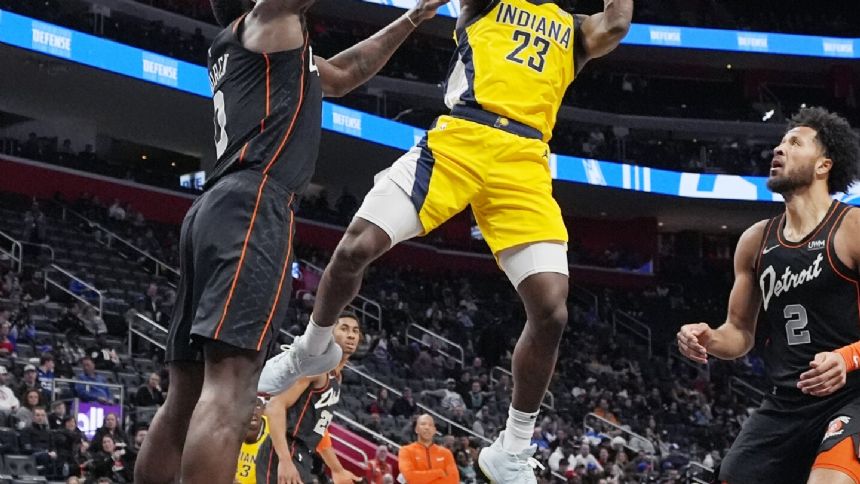 Siakam, Haliburton combine for 45 points as Pacers rout short-handed Pistons 122-103