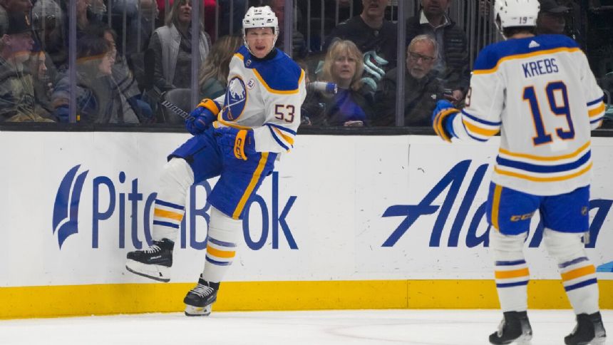 Skinner nets hat trick, Sabres chase Daccord with early barrage in 6-2 win over Kraken