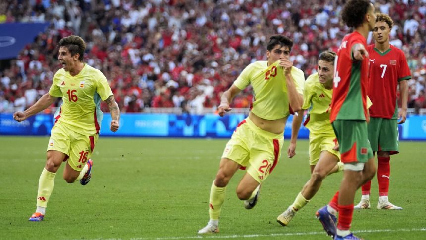 Spain beats Morocco 2-1 to reach its second straight Olympics final in men's soccer and 5th overall