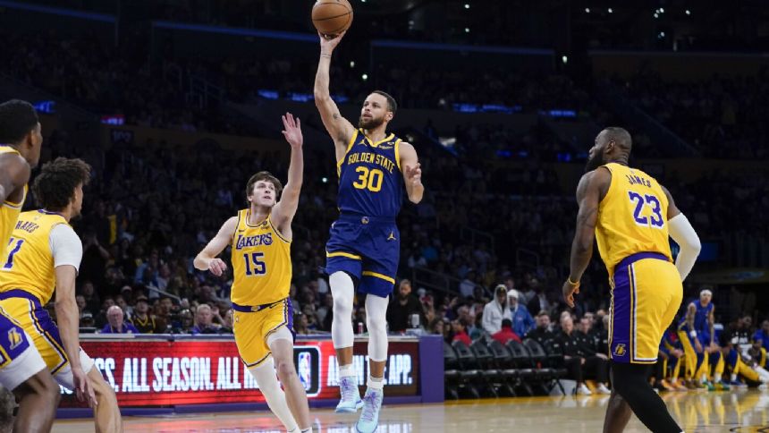 Splash Brothers lead Warriors past Lakers for a key 134-120 win in Anthony Davis' injury absence