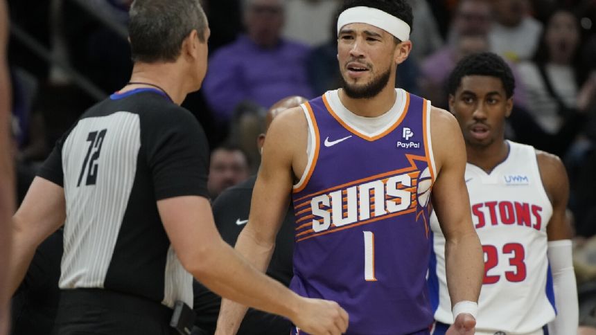 Suns shake off Booker's early ejection, roll past Pistons 116-100