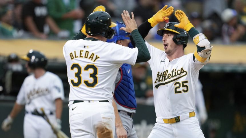 The Athletics hit 3 homers to beat the struggling Dodgers 6-5