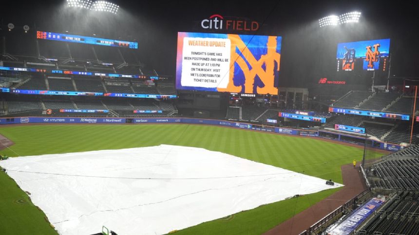 Tigers and Mets postponed by rain for 2nd straight day, will play doubleheader Thursday
