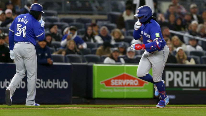 Toronto's Vladimir Guerrero Jr. makes shushing motion to Yankee Stadium fans during home run trot