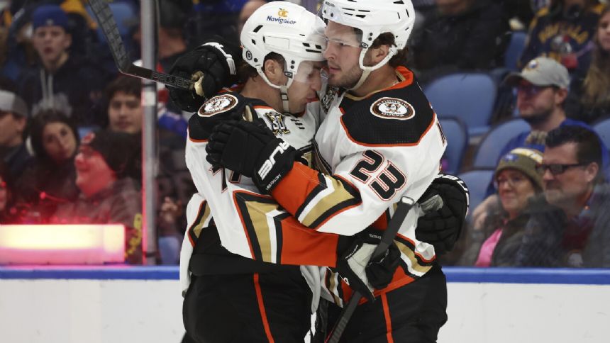Troy Terry has goal, 2 assists and Gibson makes 34 saves in Ducks' 4-3 win over Sabres