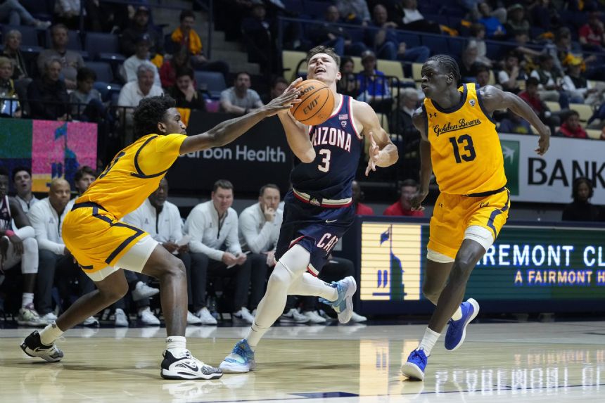 Tubelis' double-double leads No. 4 Arizona past Cal 85-62