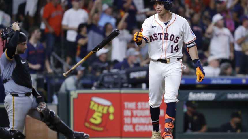 Valdez strikes out 10, Dubon hits a 2-run homer, and Astros come back for 5-4 win over Pirates