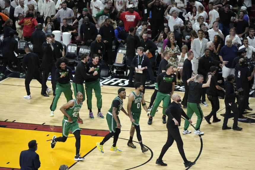 White's putback as time expires lifts Celtics past Heat, forces Game 7 in East finals