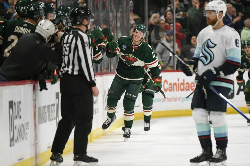 Wild beat Kraken 5-1 behind Boldy's 2nd hat trick in 8 days