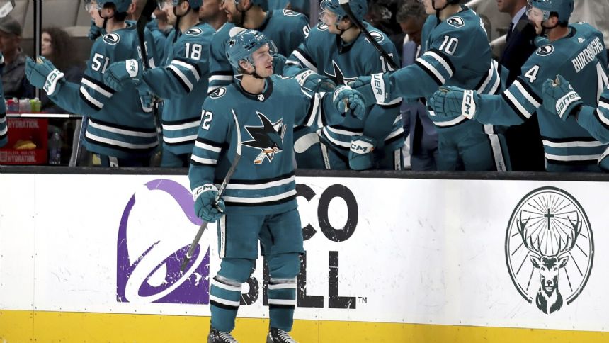 William Eklund nets hat trick with OT goal, and Devin Cooley gets first win as Sharks beat Blues 3-2