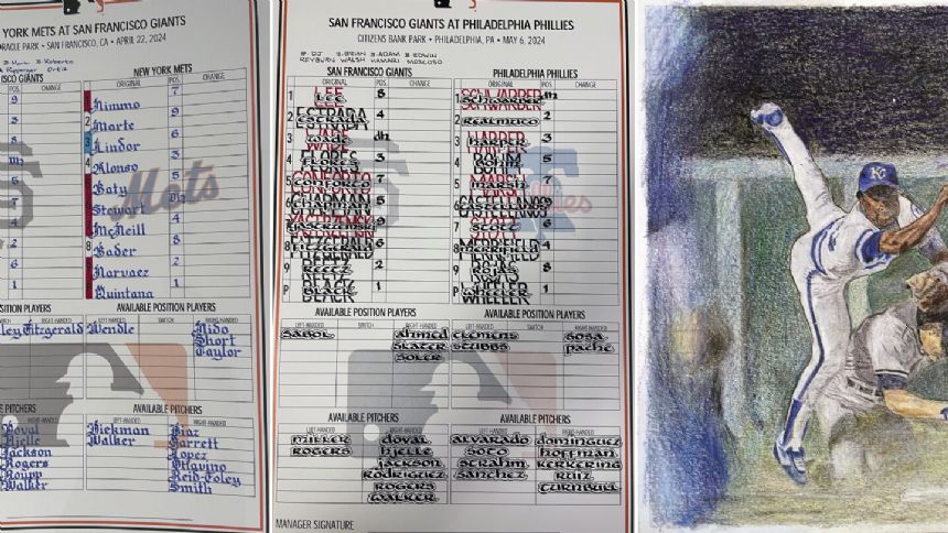 Writing on the wall: Giants coach Ryan Christenson has turned lineup cards into art
