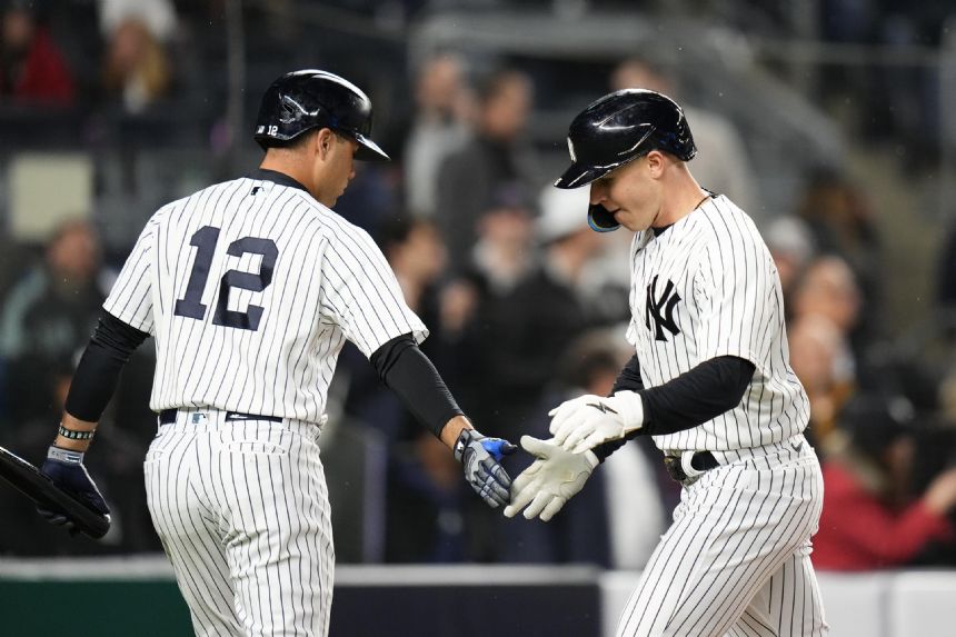 Yanks rally past Guardians 4-3 in 10 as Bader, Peraza hurt